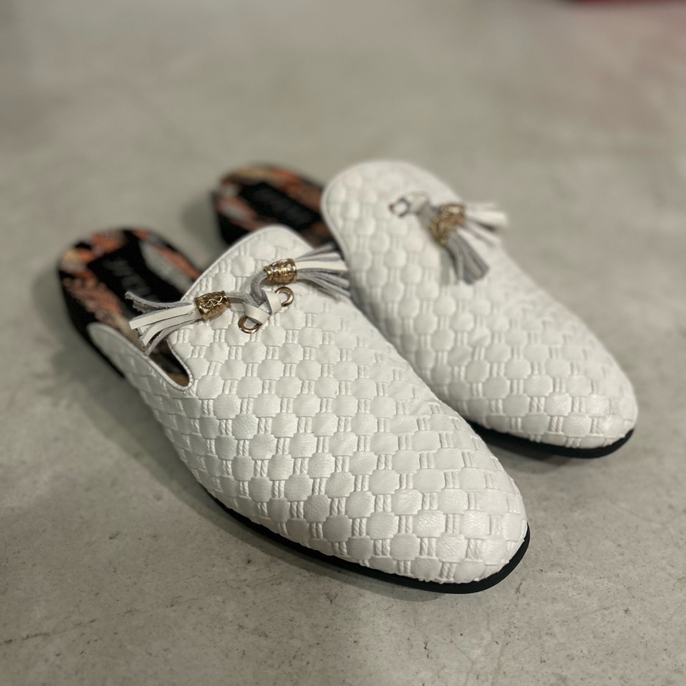 Men’s Slip-On Formal Shoes (White, US 11)